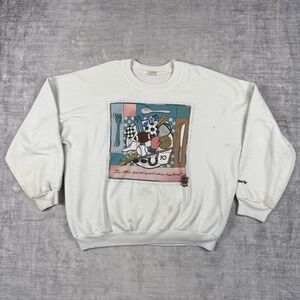 Adidas Sweatshirt Mens Large White Vtg 1992 Spots Celebrities Festival Crewneck